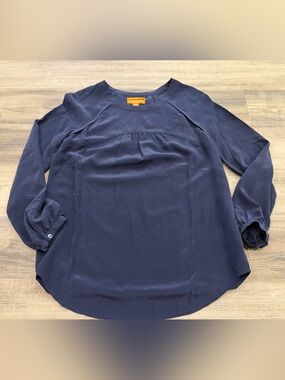 Joe Fresh Navy Long-Sleeve Silk Shirt